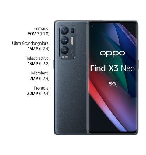 OPPO Find X3 Neo 16,6 cm (6.55") Double SIM ColorOS 11.1 5G USB Type-C 12 Go 256 Go 4500 mAh Noir