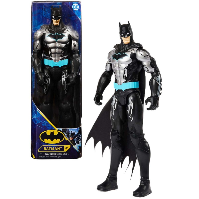 DC Comics Batman 12-inch Bat-Tech Action Figure (Black Blue Suit), Kids Toys for Boys Aged 3 and up