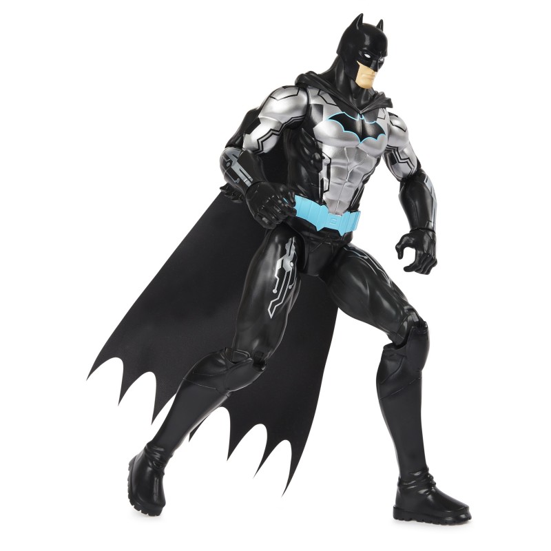 DC Comics Batman 12-inch Bat-Tech Action Figure (Black Blue Suit), Kids Toys for Boys Aged 3 and up