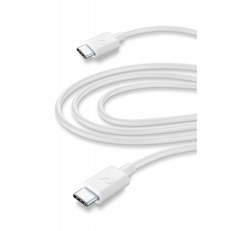 Cellularline USB Cable Home XL - USB-C||USB-C Cavo da USB-C a USB-C per la ricarica e sincronizzazione dati Bianco