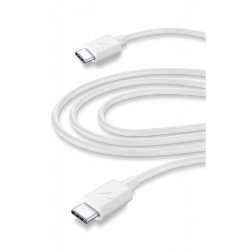 Cellularline USB Cable Home XL - USB-C||USB-C Cavo da USB-C a USB-C per la ricarica e sincronizzazione dati Bianco