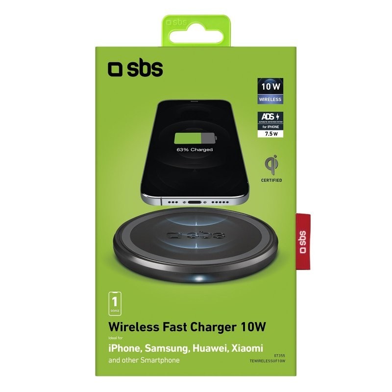 SBS TEWIRELESSUF10W mobile device charger Black Indoor