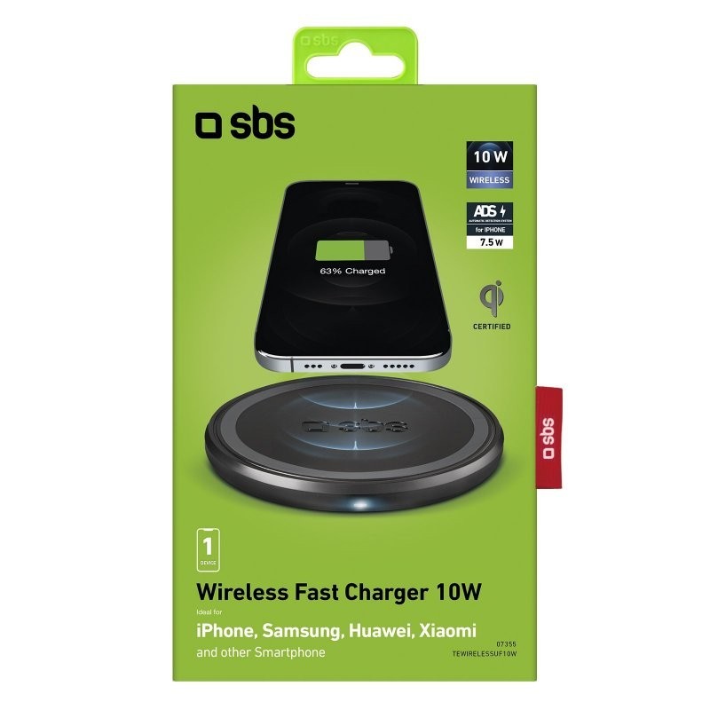 SBS TEWIRELESSUF10W Caricabatterie per dispositivi mobili Nero Interno