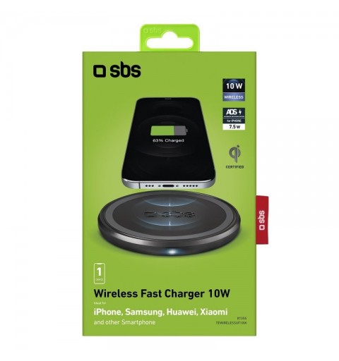 SBS TEWIRELESSUF10W chargeur d'appareils mobiles Noir Intérieure