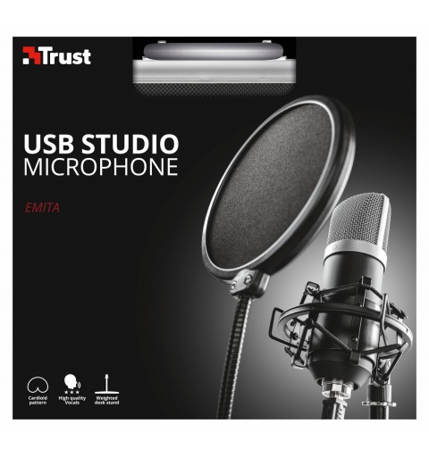 Trust 21753 microfono Nero Microfono da studio