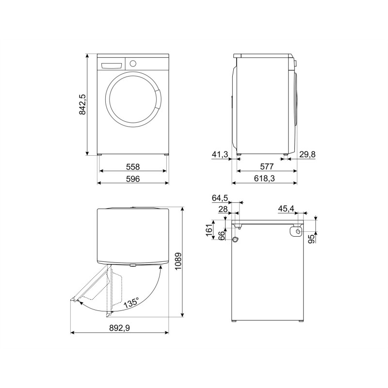 Smeg LB3T92PIT machine à laver Charge avant 9 kg 1200 tr min C Blanc
