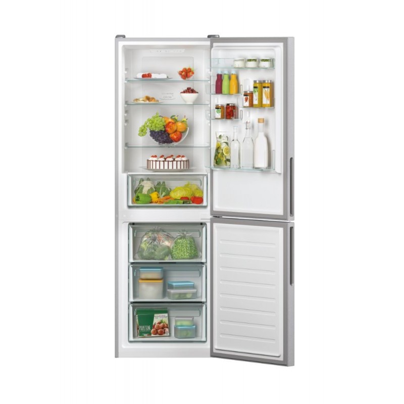 Candy CCE4T618ES fridge-freezer Freestanding 341 L E Silver