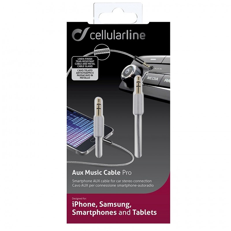 Cellularline 36386 cable de audio 1 m 3,5mm Gris