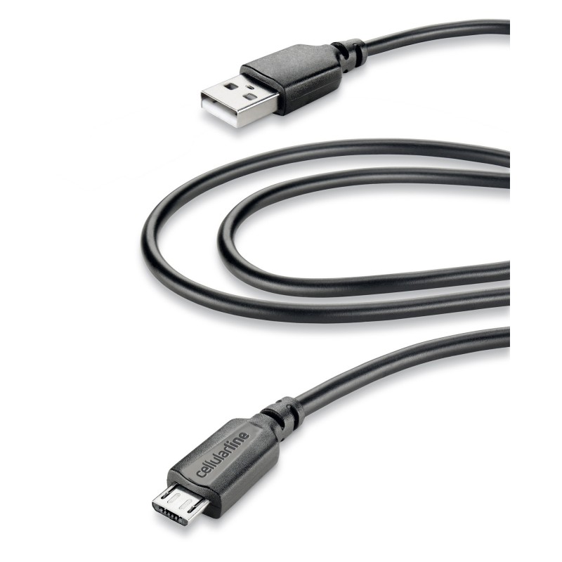Cellularline USBDATACMICROUSB2T USB cable 2 m USB 2.0 USB A Micro-USB B Black