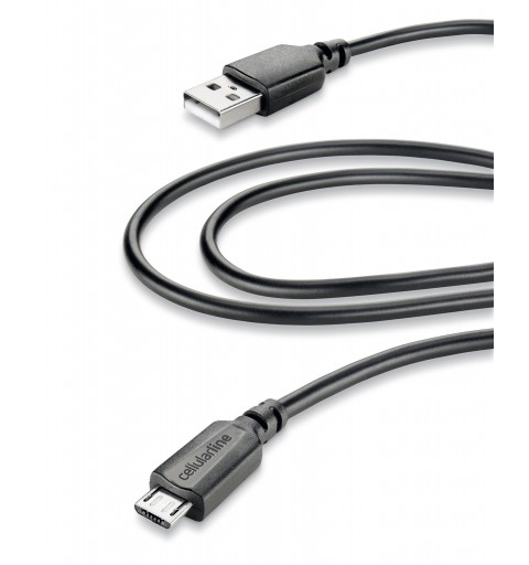 Cellularline USBDATACMICROUSB2T câble USB 2 m USB 2.0 USB A Micro-USB B Noir