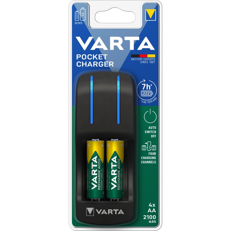 Varta Pocket Charger 2100 mAh Pilas de uso doméstico Corriente alterna