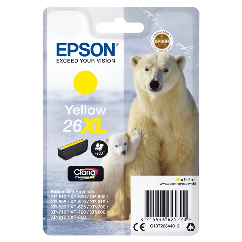 Epson Polar bear Cartucho 26XL amarillo (etiqueta RF)