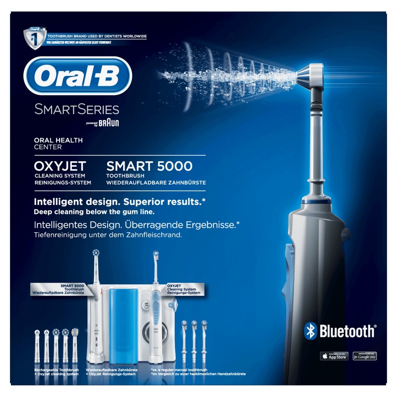 Oral-B Smart 5000 + Oxyjet Adulto Cepillo dental oscilante Azul, Blanco