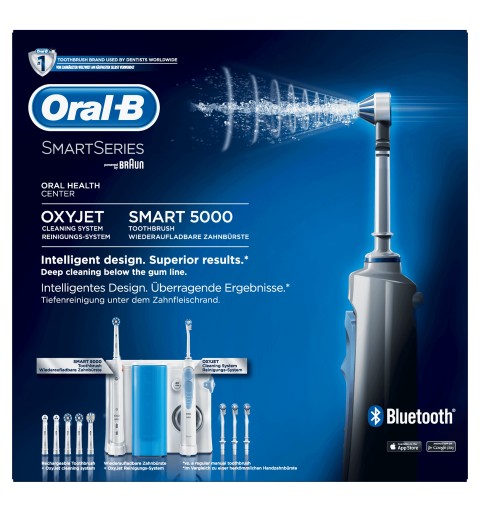 Oral-B Smart 5000 + Oxyjet Adulte Brosse à dents rotative oscillante Bleu, Blanc