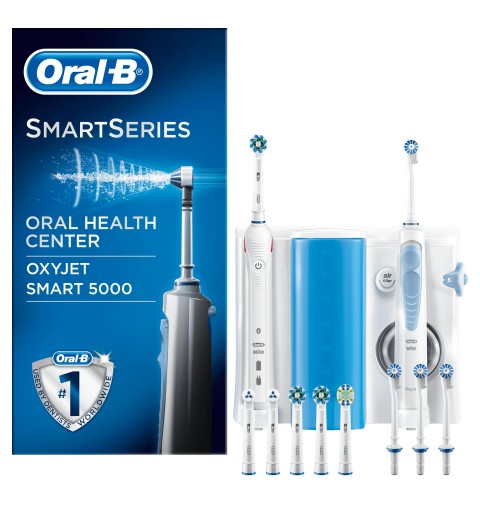 Oral-B Smart 5000 + Oxyjet Adulte Brosse à dents rotative oscillante Bleu, Blanc