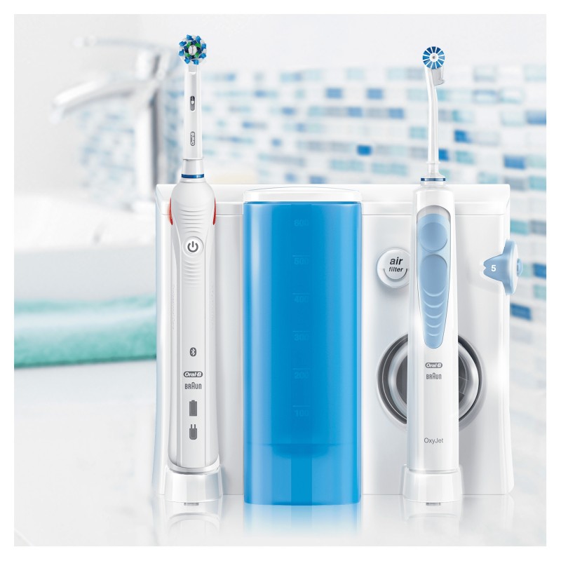 Oral-B Smart 5000 + Oxyjet Adulte Brosse à dents rotative oscillante Bleu, Blanc