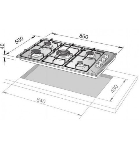 De’Longhi DLI 59 DD hobs Acero inoxidable Integrado 90 cm Encimera de gas 5 zona(s)