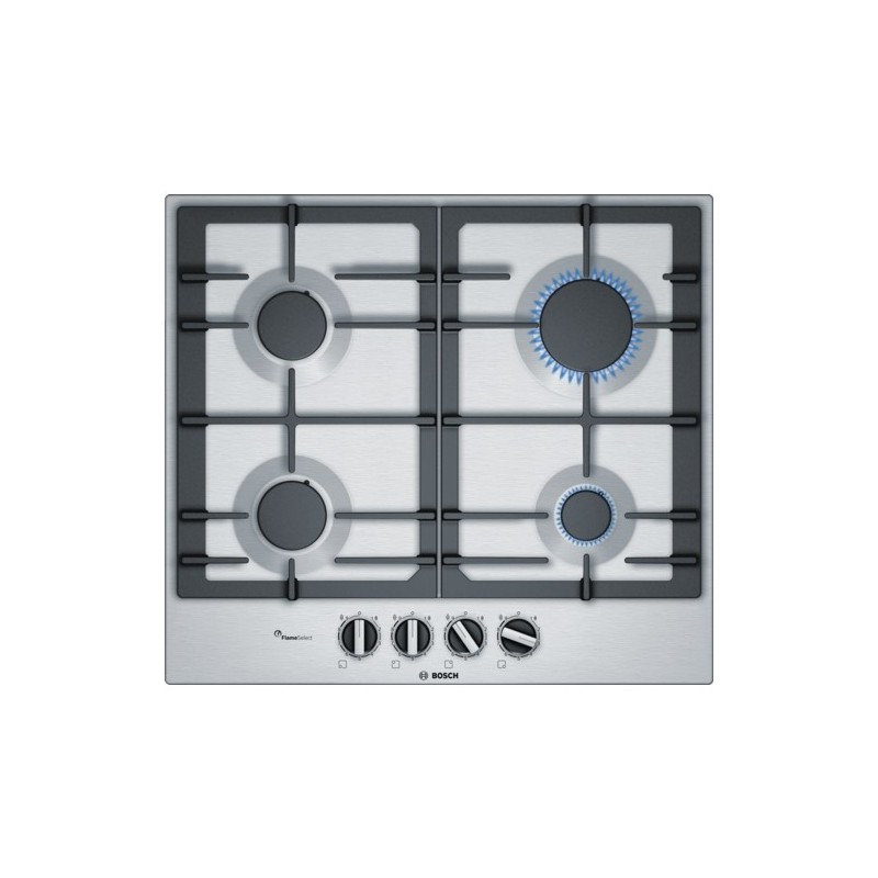 Bosch Serie 6 PCP6A5B90 hobs Negro, Acero inoxidable Integrado Encimera de gas 4 zona(s)