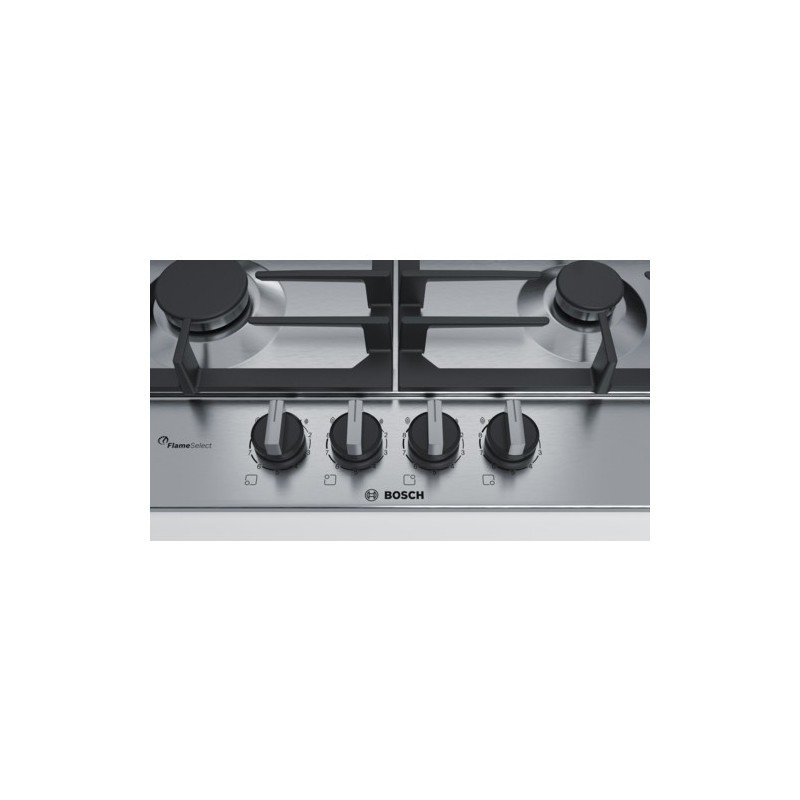 Bosch Serie 6 PCP6A5B90 hobs Negro, Acero inoxidable Integrado Encimera de gas 4 zona(s)