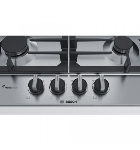 Bosch Serie 6 PCP6A5B90 hobs Negro, Acero inoxidable Integrado Encimera de gas 4 zona(s)