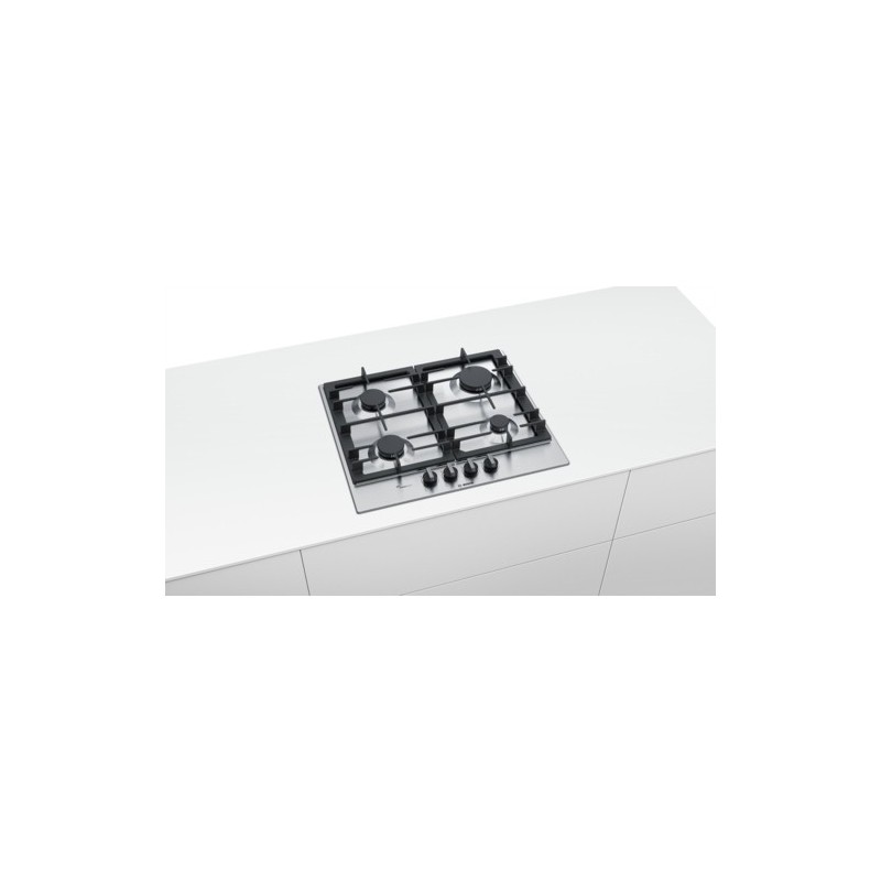 Bosch Serie 6 PCP6A5B90 hob Black, Stainless steel Built-in Gas 4 zone(s)