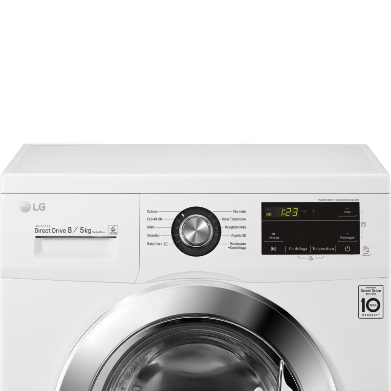 LG F4J3TM5WE.ABWQPIS machine à laver avec sèche linge Autoportante Charge avant Blanc E