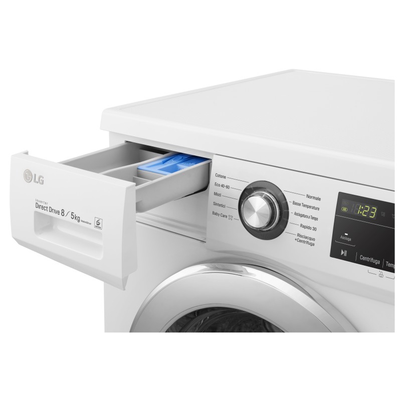 LG F4J3TM5WE.ABWQPIS machine à laver avec sèche linge Autoportante Charge avant Blanc E