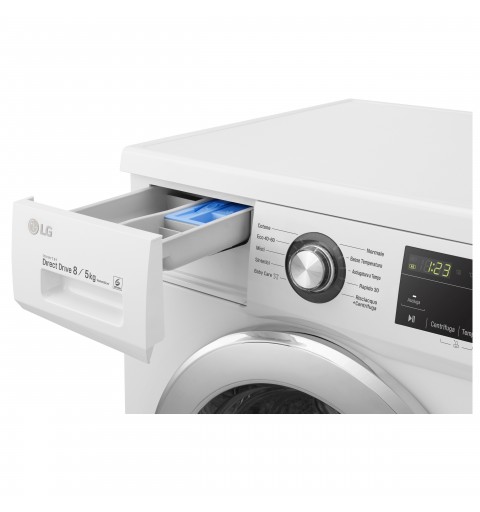 LG F4J3TM5WE.ABWQPIS machine à laver avec sèche linge Autoportante Charge avant Blanc E