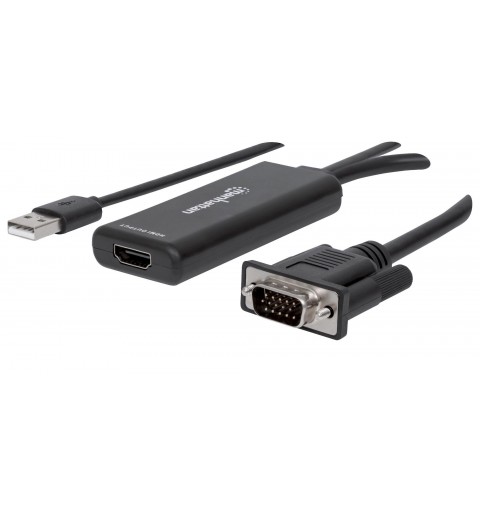 Manhattan 152426 adaptador de cable de vídeo USB Type-A + VGA (D-Sub) HDMI Negro