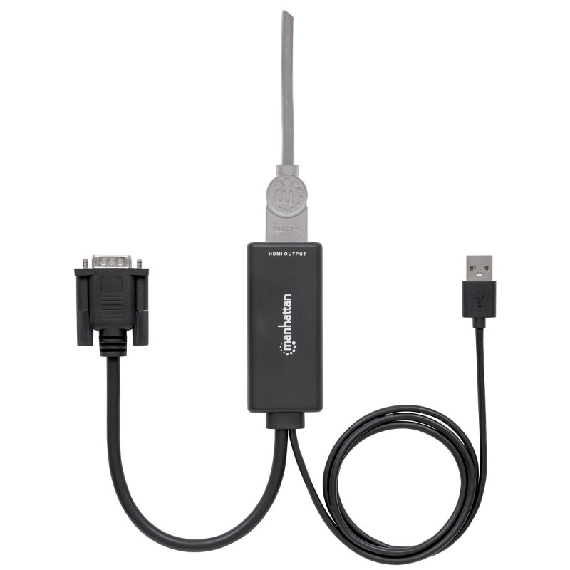 Manhattan 152426 adaptador de cable de vídeo USB Type-A + VGA (D-Sub) HDMI Negro