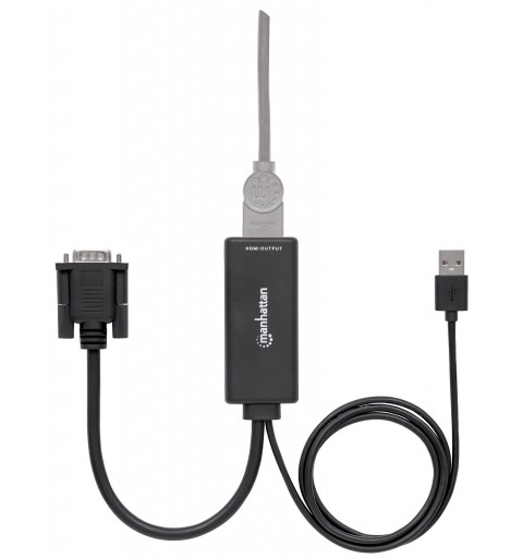 Manhattan 152426 adaptador de cable de vídeo USB Type-A + VGA (D-Sub) HDMI Negro