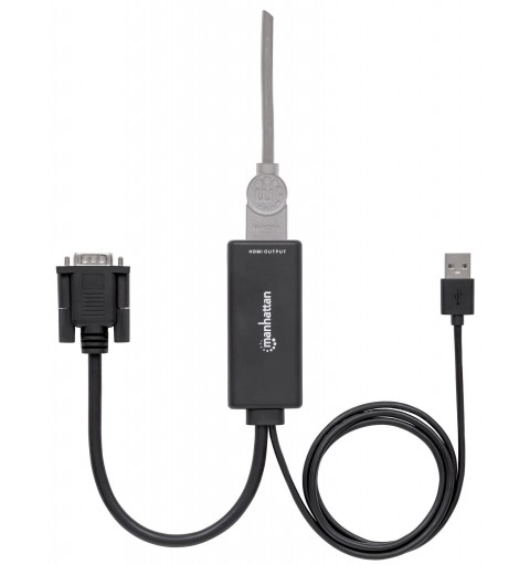 Manhattan 152426 câble vidéo et adaptateur USB Type-A + VGA (D-Sub) HDMI Noir