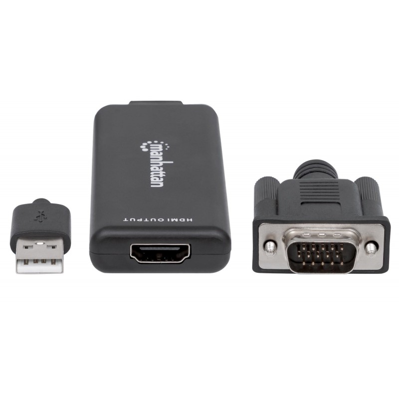 Manhattan 152426 câble vidéo et adaptateur USB Type-A + VGA (D-Sub) HDMI Noir