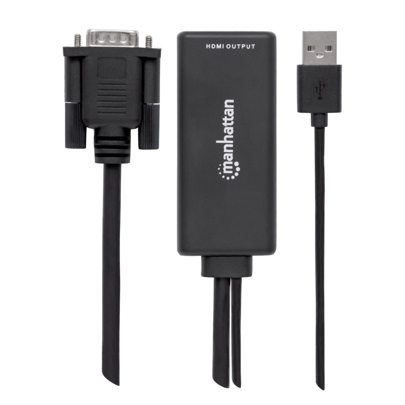 Manhattan 152426 adaptador de cable de vídeo USB Type-A + VGA (D-Sub) HDMI Negro