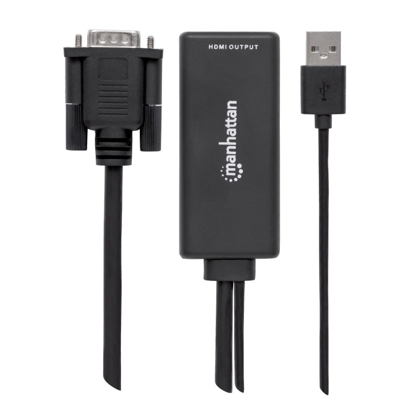 Manhattan 152426 câble vidéo et adaptateur USB Type-A + VGA (D-Sub) HDMI Noir