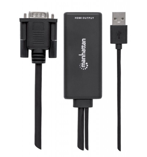 Manhattan 152426 câble vidéo et adaptateur USB Type-A + VGA (D-Sub) HDMI Noir