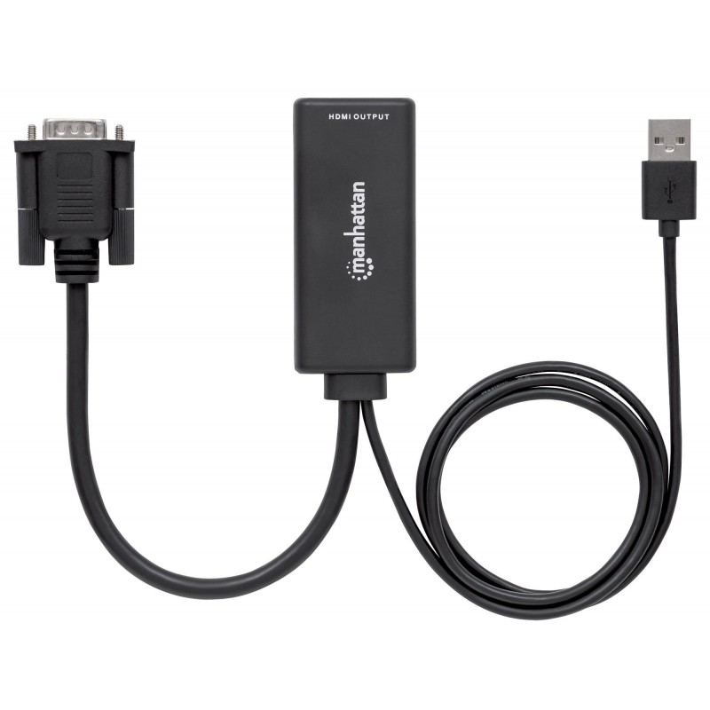 Manhattan 152426 adaptador de cable de vídeo USB Type-A + VGA (D-Sub) HDMI Negro