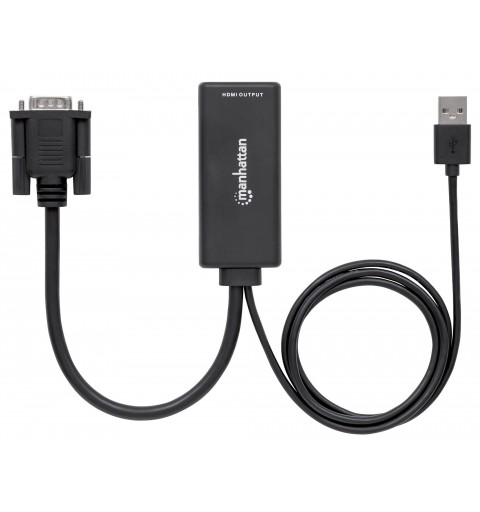Manhattan 152426 adaptador de cable de vídeo USB Type-A + VGA (D-Sub) HDMI Negro