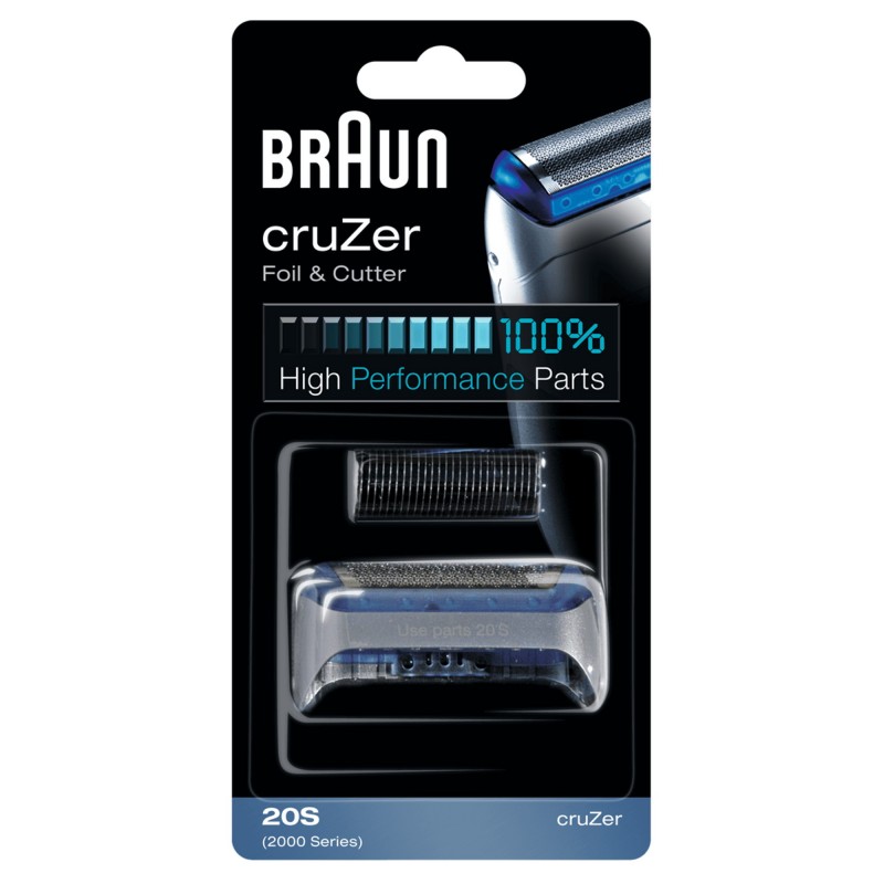 Braun CruZer Testina di Ricambio per Rasoio Elettrico Uomo 20S Color Argento - Compatibile Con I Rasoi . Per Un Rasoio Come