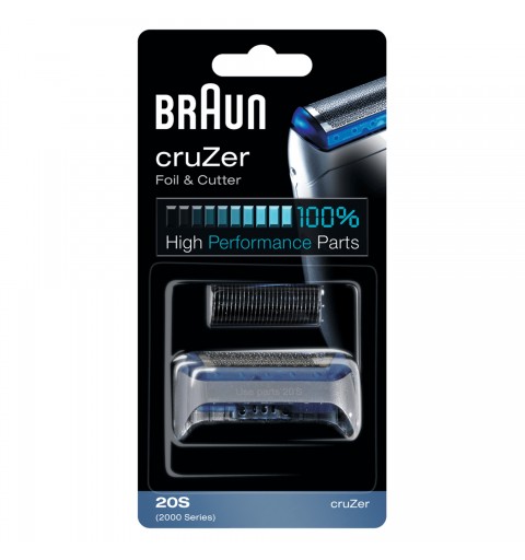Braun CruZer Testina di Ricambio per Rasoio Elettrico Uomo 20S Color Argento - Compatibile Con I Rasoi . Per Un Rasoio Come