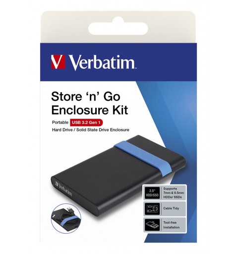 Verbatim Store'N'Go Enclosure Kit Boîtier disque dur SSD Noir, Bleu 2.5"