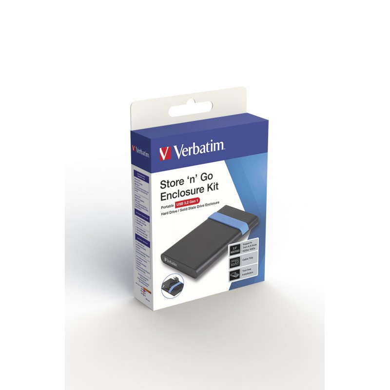 Verbatim Store'N'Go Enclosure Kit Boîtier disque dur SSD Noir, Bleu 2.5"