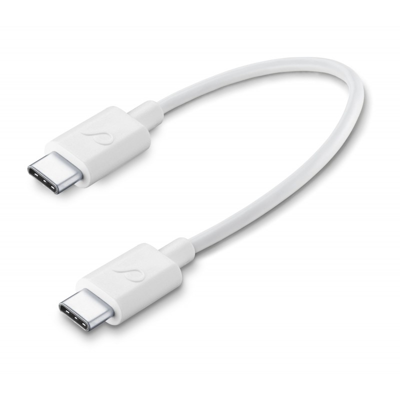 Cellularline USB Cable Portable - USB-C||USB-C Cavo da USB-C a USB-C per la ricarica e sincronizzazione dati Bianco