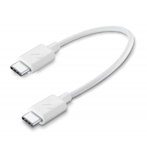 Cellularline USB Cable Portable - USB-C||USB-C Cavo da USB-C a USB-C per la ricarica e sincronizzazione dati Bianco