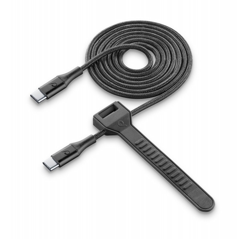 Cellularline Strip Cable 120cm - USB-C to USB-C Cavo USB con cinturino in silicone Nero