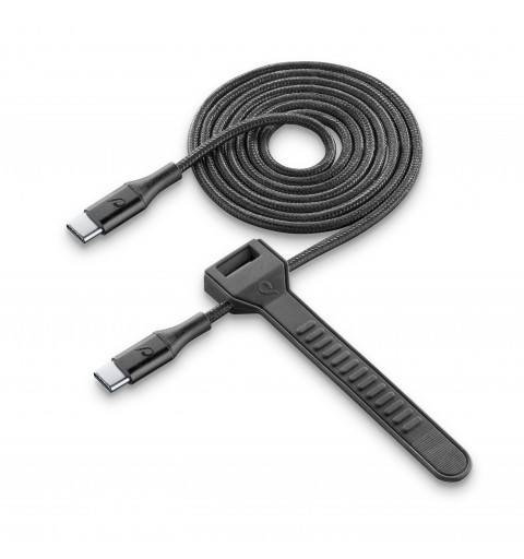 Cellularline Strip Cable 120cm - USB-C to USB-C Cavo USB con cinturino in silicone Nero