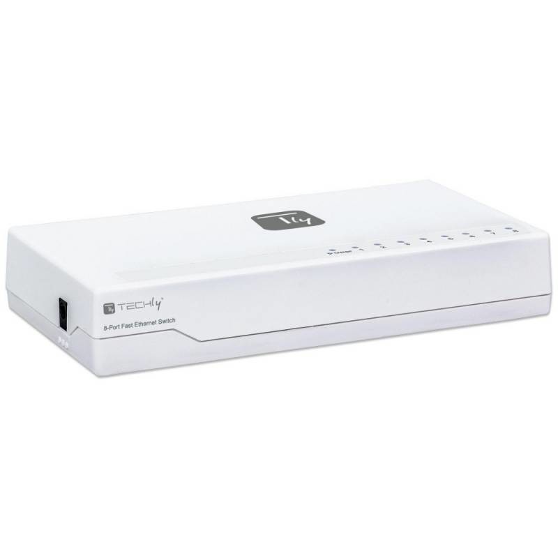 Techly I-SWHUB-080TY commutateur réseau Non-géré Fast Ethernet (10 100) Blanc