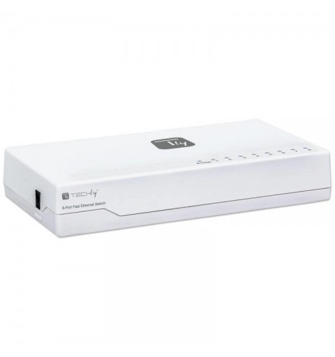 Techly I-SWHUB-080TY switch No administrado Fast Ethernet (10 100) Blanco