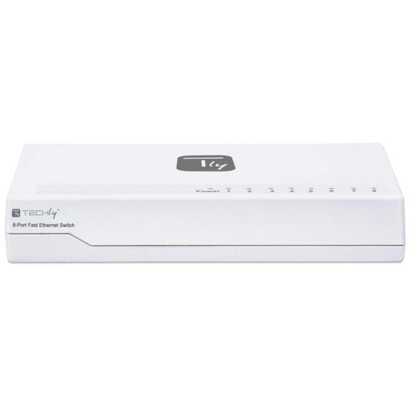 Techly I-SWHUB-080TY commutateur réseau Non-géré Fast Ethernet (10 100) Blanc