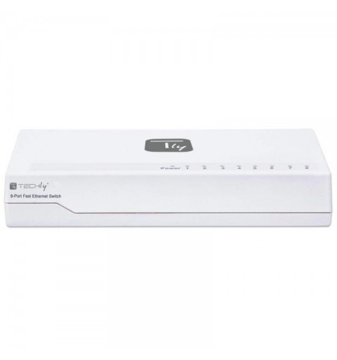 Techly I-SWHUB-080TY commutateur réseau Non-géré Fast Ethernet (10 100) Blanc